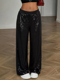 Sequin Wide Leg Pants - Trendsi - Flyclothing LLC