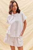 SO ME Round Neck Short Sleeve Top and Shorts Set - Trendsi - Flyclothing LLC