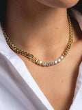 18K Gold-Plated Zircon Necklace and Bracelet Jewelry Set - Trendsi - Flyclothing LLC