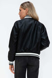 Love Me Now PU Leather Contrast Snap Down Bomber Jacket - Trendsi - Flyclothing LLC