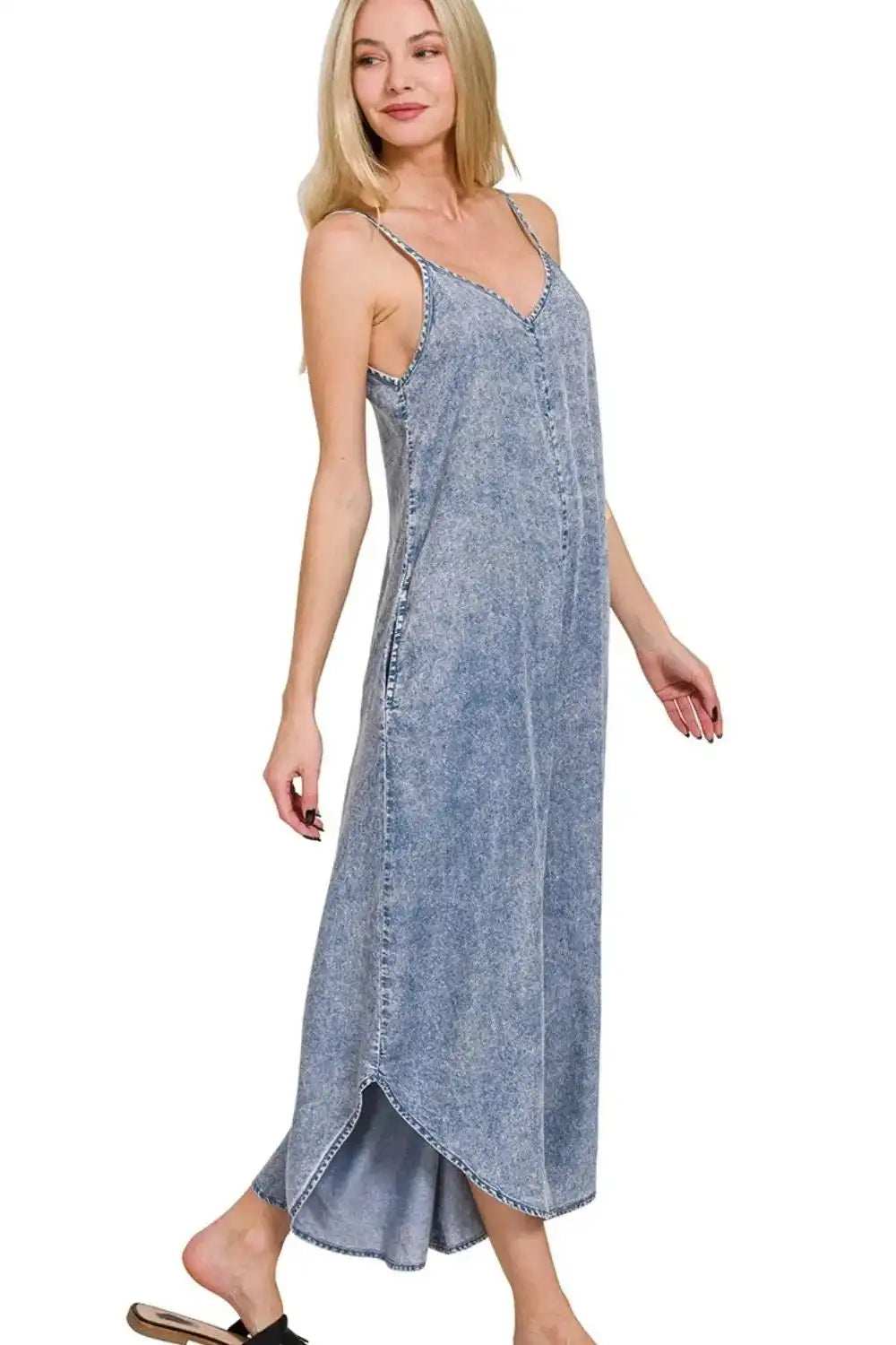 Zenana Lyocell Acid-Washed Jumpsuit - Trendsi - Flyclothing LLC