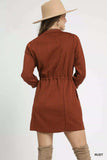 Umgee Drawstring Cable Knit Mini Dress with Pockets - Trendsi - Flyclothing LLC