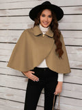 Collared Neck Cropped Cape - Trendsi - Flyclothing LLC