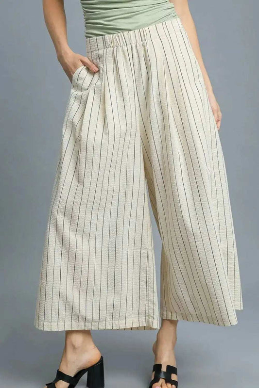 Umgee High-Waisted Wide Leg Striped Pants - Trendsi - Flyclothing LLC