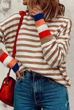 Striped Turtleneck Long Sleeve Sweater - Trendsi - Flyclothing LLC