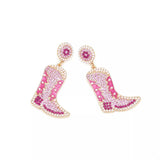 Rhinestone Cowboy Boot Dangle Earrings - Trendsi - Flyclothing LLC