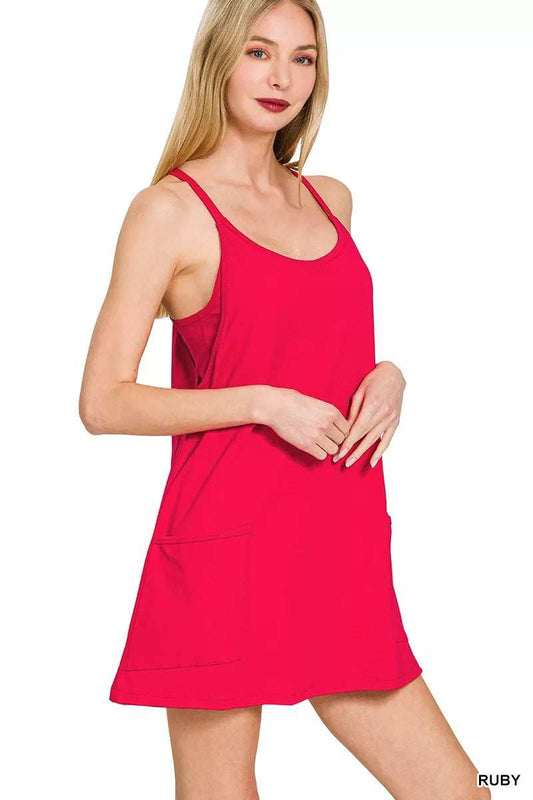 Zenana Cami Mini Dress with Built-in Romper Liner - Trendsi - Flyclothing LLC