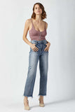 RISEN High Waist Raw Hem Straight Jeans - Trendsi - Flyclothing LLC