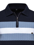 Men's Collared Neck Striped Texture Knit Polo - Trendsi - Flyclothing LLC