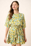 Mittoshop Floral Tie Waist Half Sleeve Mini Dress - Trendsi - Flyclothing LLC