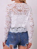 Lace Open Front Long Sleeve Jacket - Trendsi - Flyclothing LLC