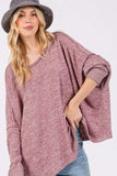 SAGE + FIG Round Neck Batwing Sleeve Oversize Top - Trendsi - Flyclothing LLC