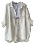 Textured Button Up Shirt and Shorts Set - Trendsi - Flyclothing LLC