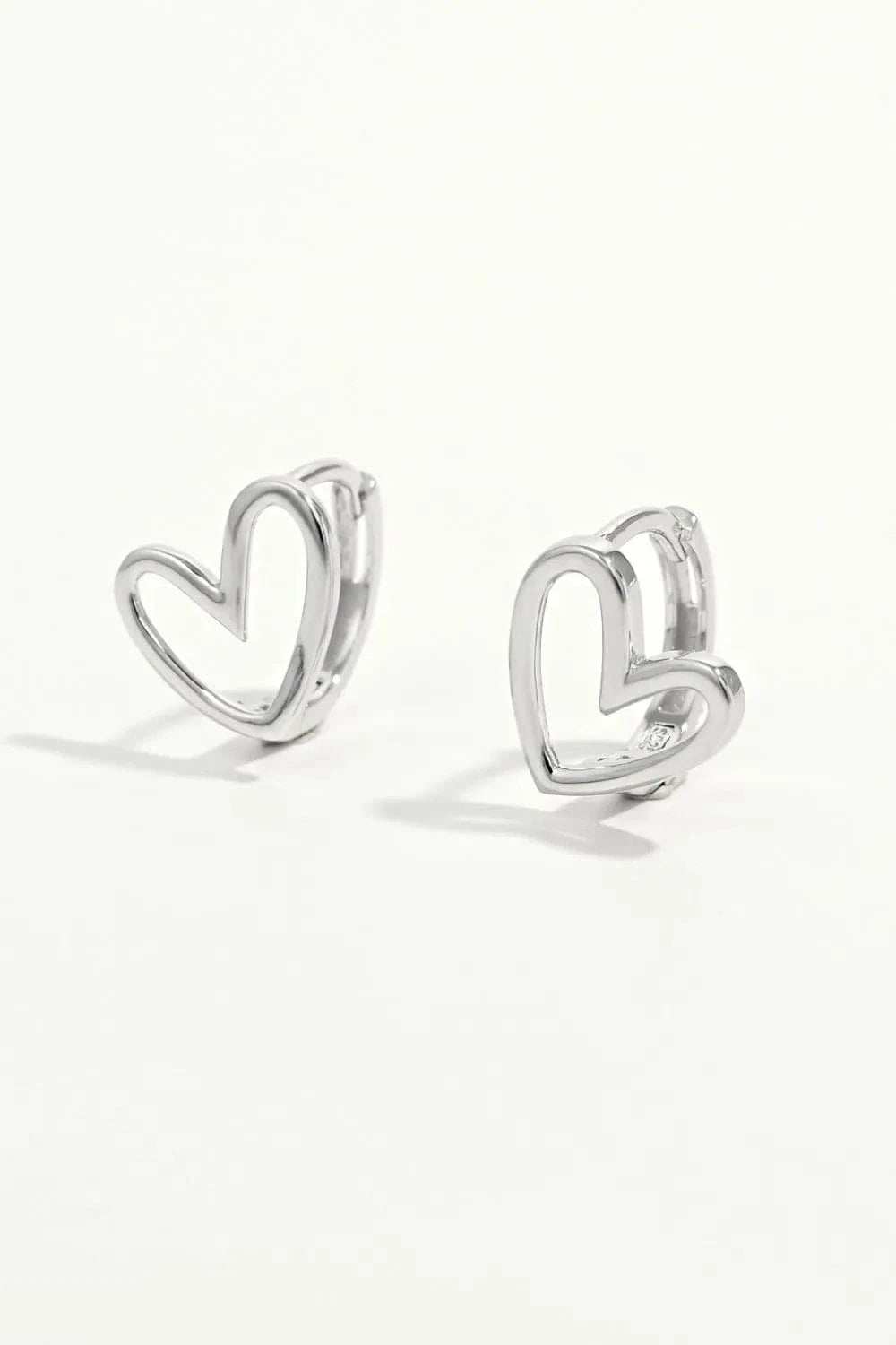 925 Sterling Silver Heart Shape Earrings - Trendsi - Flyclothing LLC
