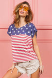 BiBi Star Rpinted with Stripe Combo Top - Trendsi - Flyclothing LLC