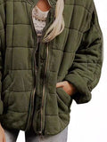 Full Size Zip Up Quilted Bomber Jacket Plus Size - Trendsi - Flyclothing LLC