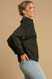 Umgee Johnny Collar Dropped Shoulder Sweatshirt - Trendsi - Flyclothing LLC