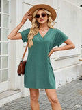 V-Neck Short Sleeve Mini Tee Dress - Trendsi - Flyclothing LLC