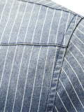 Men's Striped Collared Neck Button Down Denim Shirt - Trendsi - Flyclothing LLC