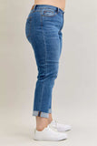 Judy Blue Full Size Mid Rise BF Classic Cuffed Jeans Plus Size - Trendsi - Flyclothing LLC