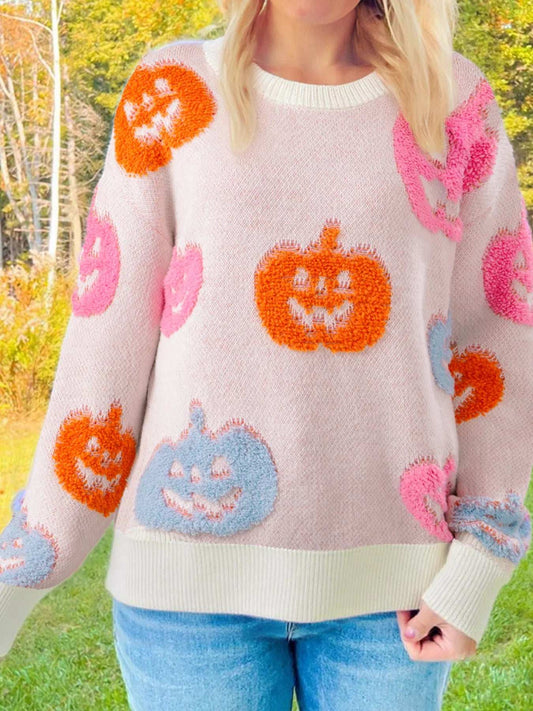 Halloween Cute Pumpkin Pattern Sweater - Trendsi - Flyclothing LLC