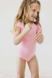 Bubblegum Pink S/S Flutter Sleeve Leotard - Mila & Rose ® - Flyclothing LLC