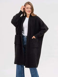 Pocketed Open Front Long Sleeve Longline Cardigan - Trendsi - Flyclothing LLC