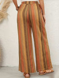 Full Size Drawstring Striped Wide Leg Pants - Trendsi - Flyclothing LLC