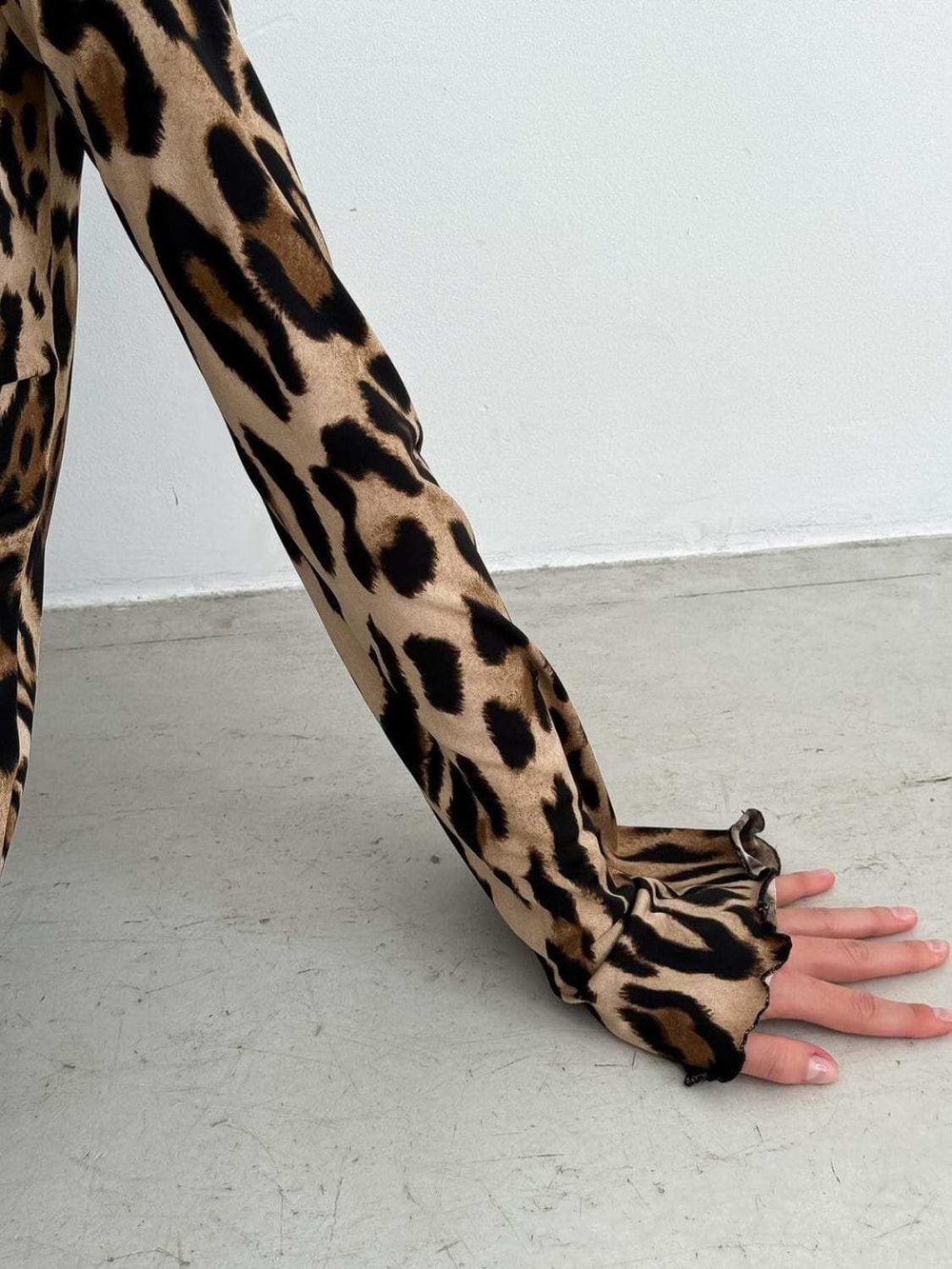 Leopard Backless Long Sleeve Mini Dress - Trendsi - Flyclothing LLC