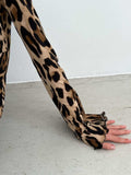 Leopard Backless Long Sleeve Mini Dress - Trendsi - Flyclothing LLC