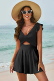 Cutout V-Neck Cap Sleeve One-Piece Swimwear - Trendsi - Flyclothing LLC
