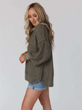 Round Neck Oversized Knit Top with Relaxed Fit - Trendsi - Flyclothing LLC