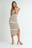MABLE Striped Rib Knit Midi Dress - Trendsi - Flyclothing LLC