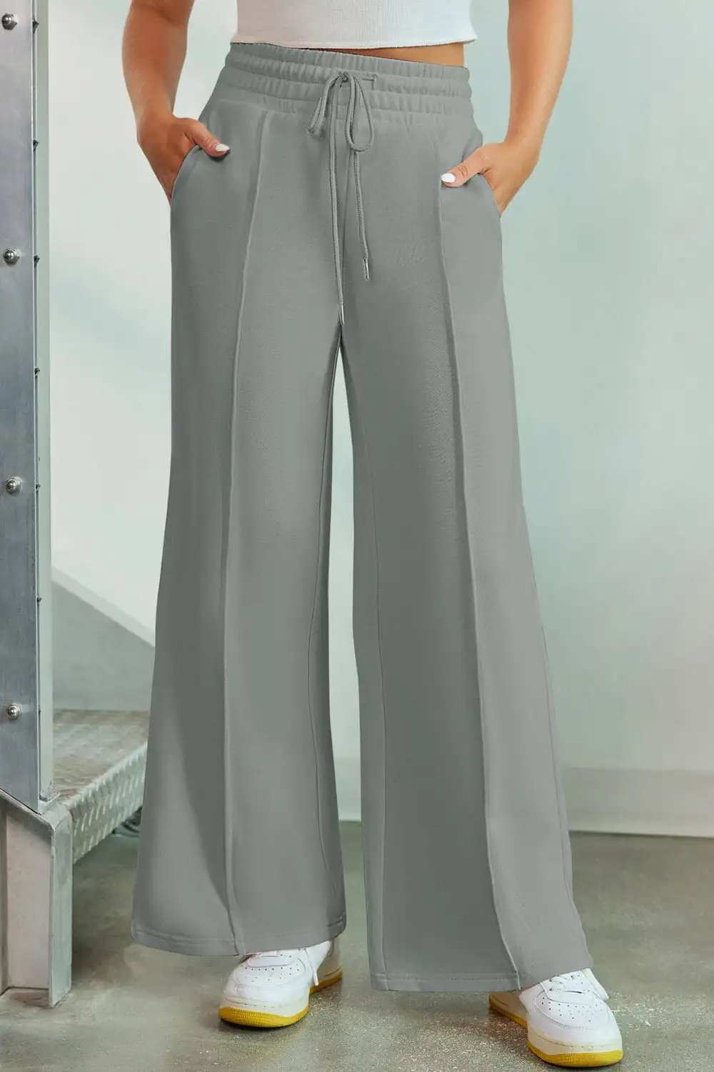 Drawstring Wide Leg Pants with Pockets - Trendsi - Flyclothing LLC