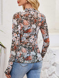 Floral Mock Neck Long Sleeve Top - Trendsi - Flyclothing LLC