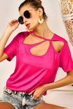 BiBi Cutout Asymmetrical Neck Short Sleeve T-Shirt - Trendsi - Flyclothing LLC