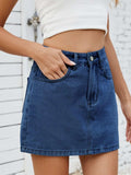 Solid Mini Denim Skirt - Trendsi - Flyclothing LLC