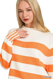 Zenana Ribbed Striped Mock Neck Sweater - Trendsi - Flyclothing LLC