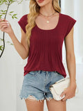 Pleated Front Scoop Neck T-Shirt - Trendsi - Flyclothing LLC