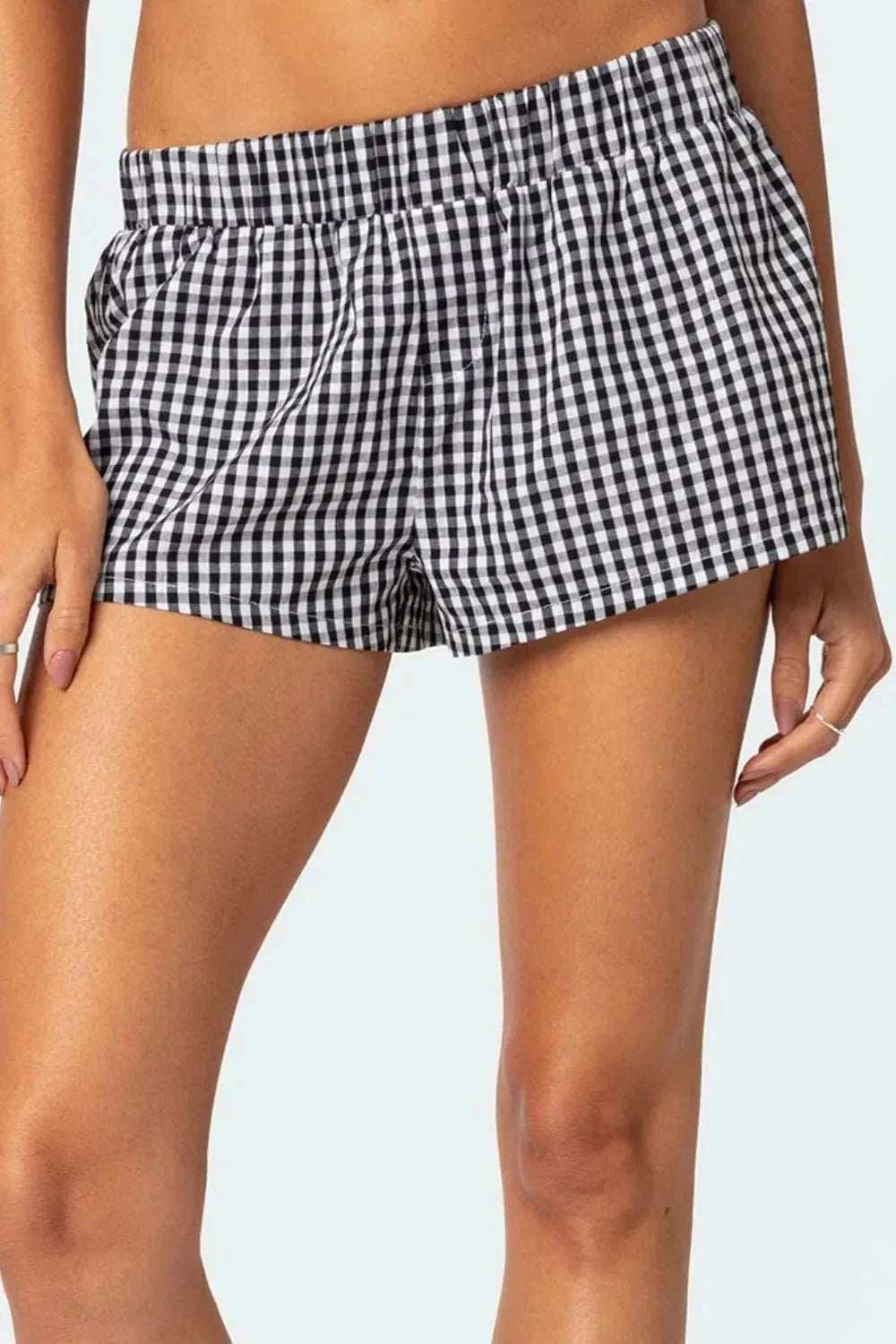 Plaid Elastic Waist Shorts - Trendsi - Flyclothing LLC