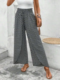 Tied Printed Wide Leg Pants - Trendsi - Flyclothing LLC