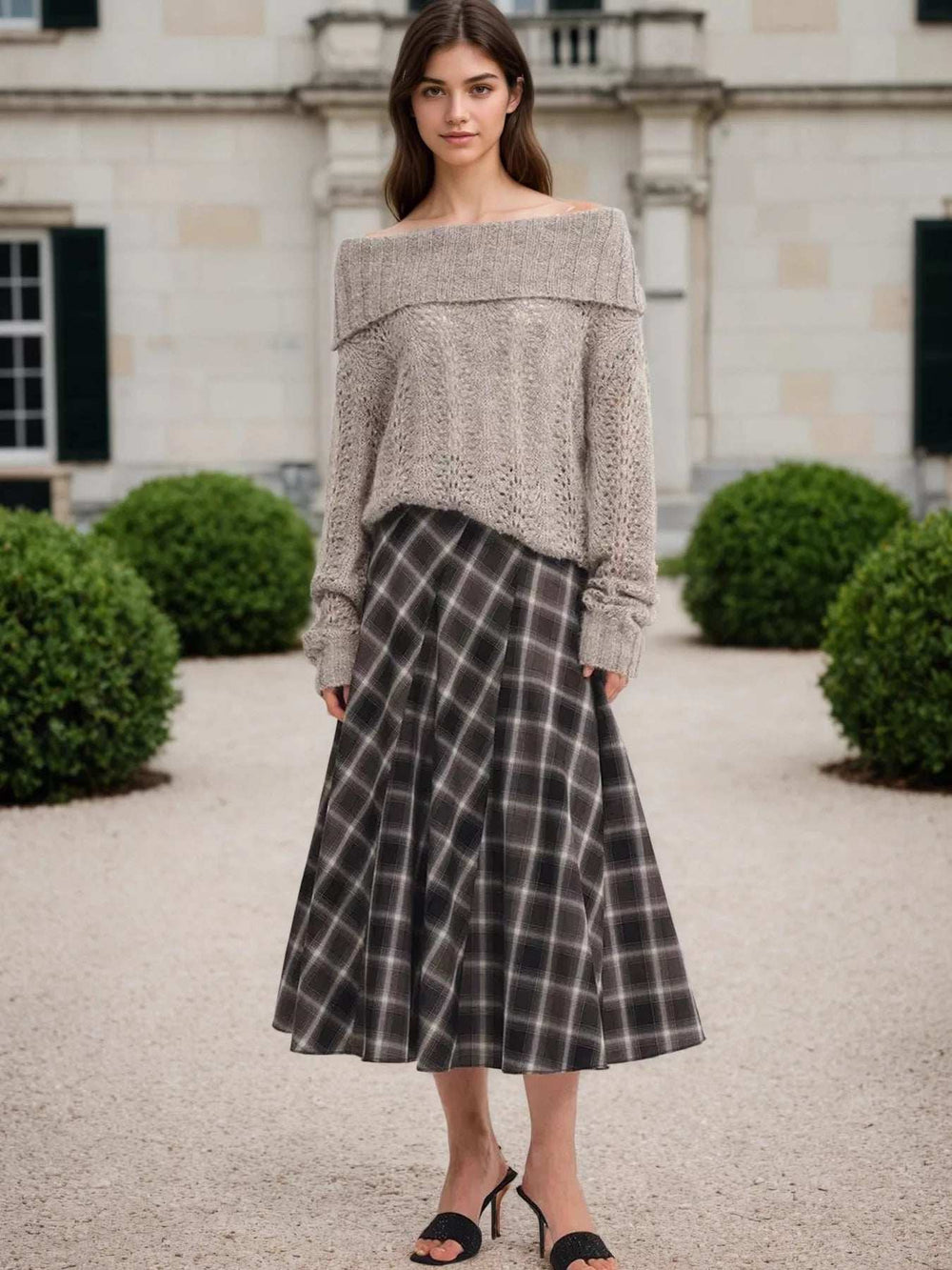 Plaid Midi Skirt - Trendsi - Flyclothing LLC