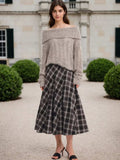 Plaid Midi Skirt - Trendsi - Flyclothing LLC