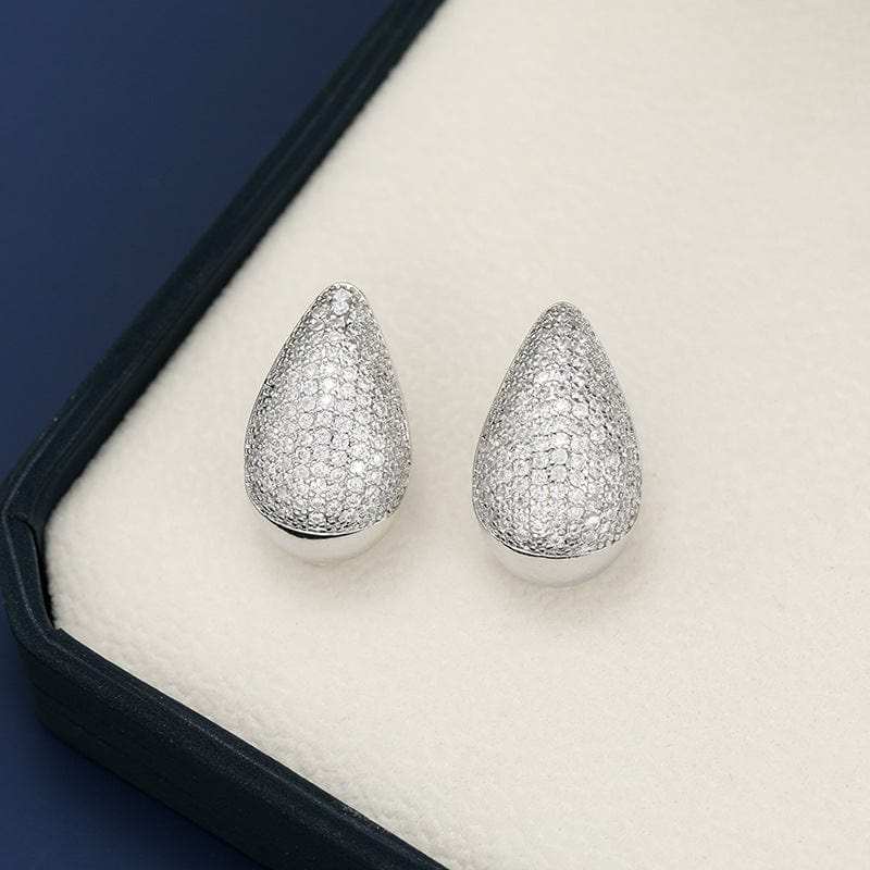18K Gold-Plated Zircon Teardrop Earring - Trendsi - Flyclothing LLC