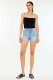 Kancan Raw Hem Distressed High Waist Denim Shorts - Trendsi - Flyclothing LLC