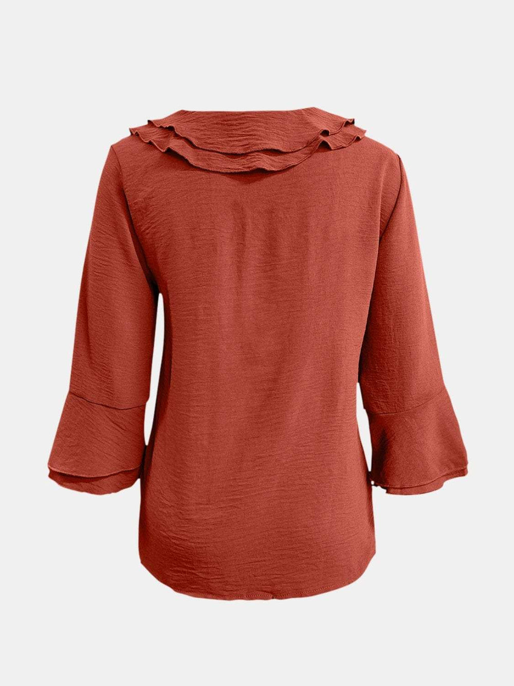 Full Size Ruffled V-Neck Flounce Sleeve Blouse - Trendsi - Flyclothing LLC