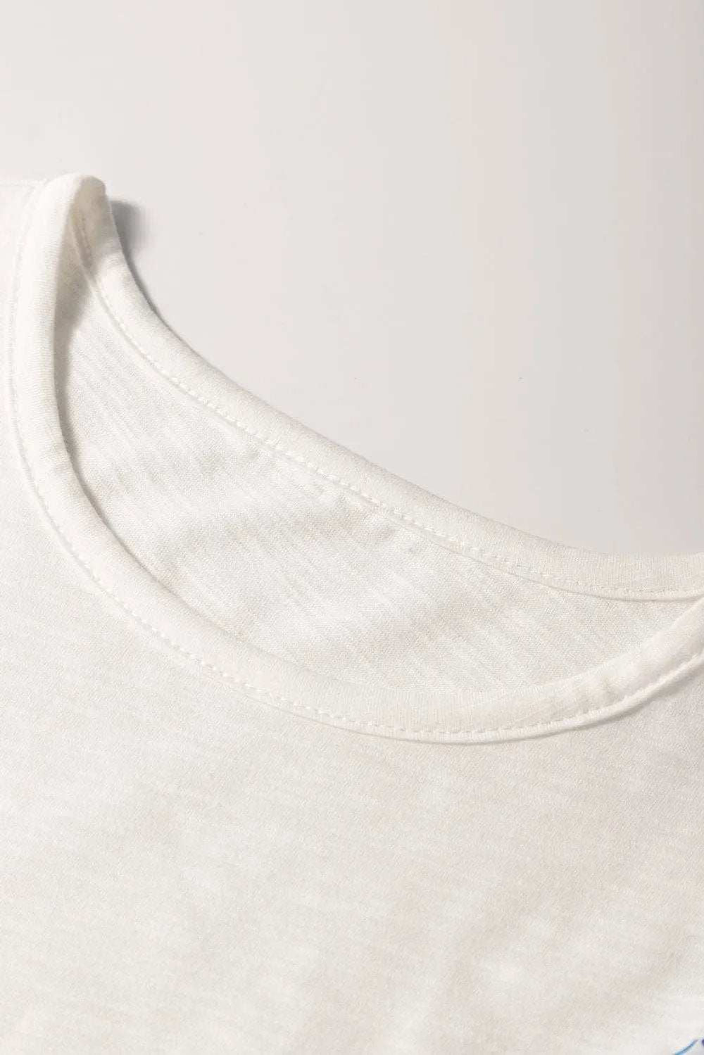 Round Neck Printed Ruffled Cap Sleeve Blouse - Trendsi - Flyclothing LLC