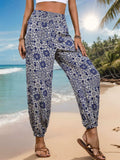 Printed Elastic Waist Pants - Trendsi - Flyclothing LLC
