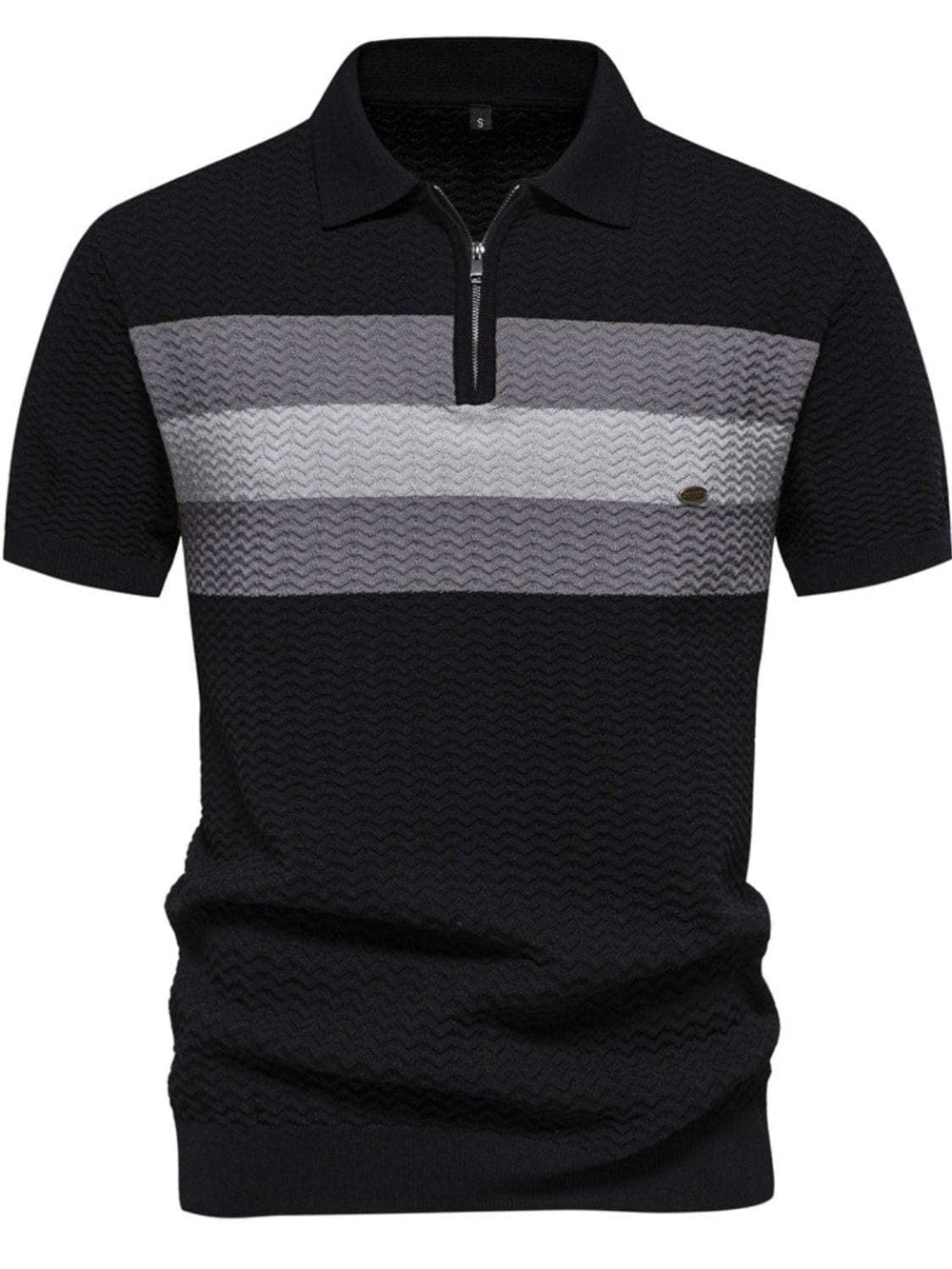 Men's Collared Neck Striped Texture Knit Polo - Trendsi - Flyclothing LLC