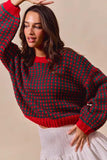 SO ME Textured Two Tone Sweater - Trendsi - Flyclothing LLC